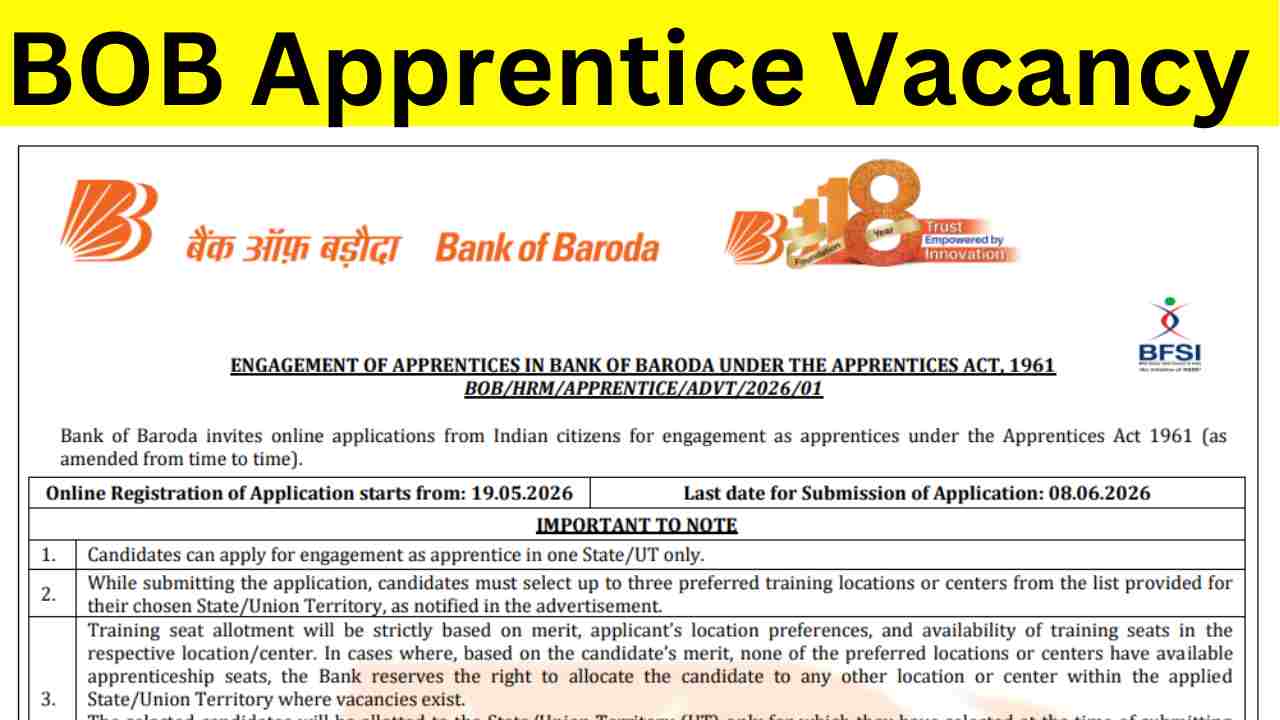 Bank of Baroda Apprentice Vacancy